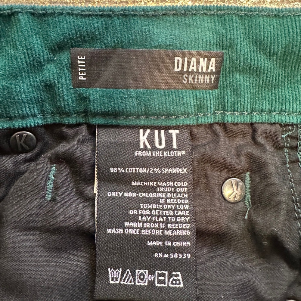 KUT FROM THE KLOTH Petite Green Diana Skinny Corduroy Pants | 6P - Picture 12 of 16